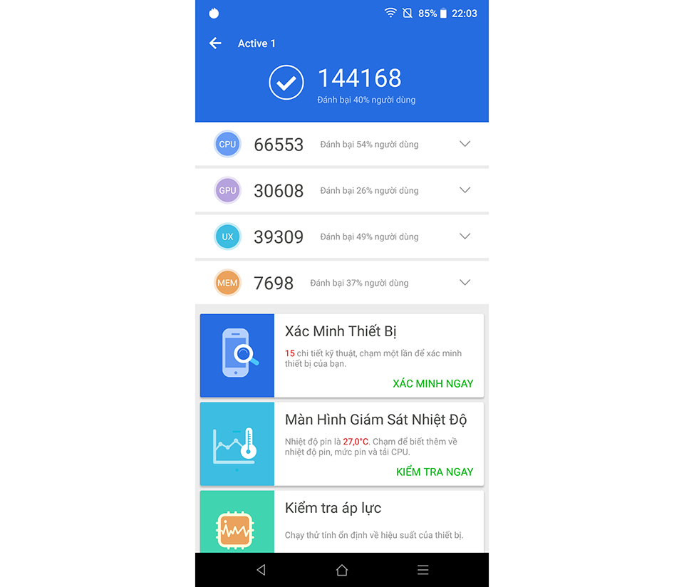 Tìm hiểu về điểm AnTuTu và hiệu suất của Vsmart Active 1